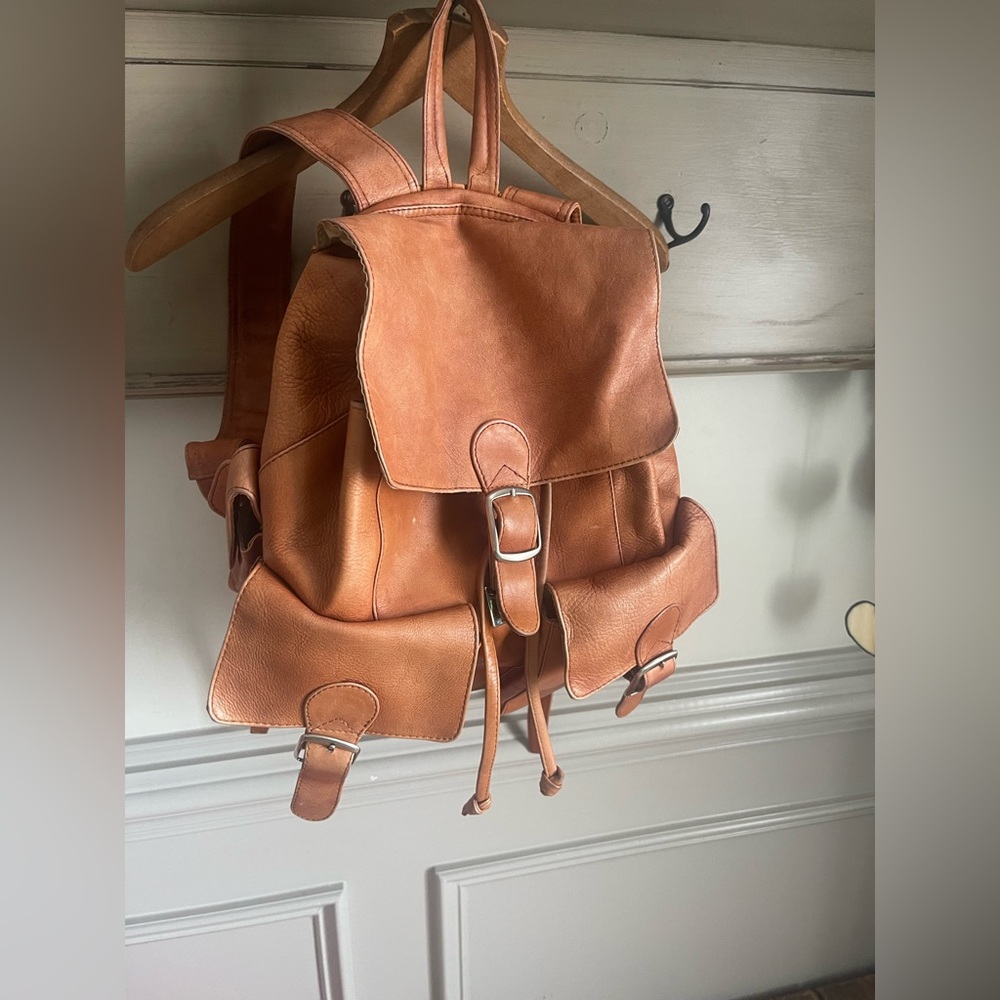 Piel Saddle colored Leather Backpack- Gorgeous!!!!Soft broken in leather.